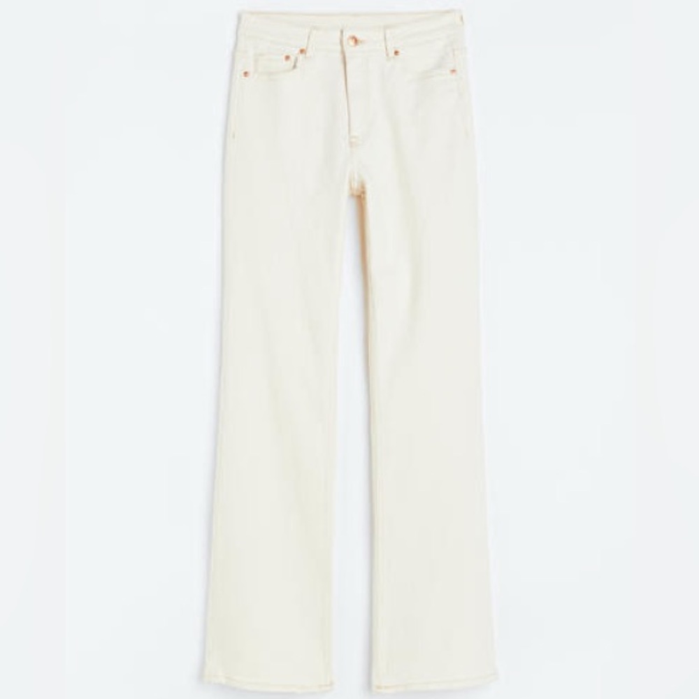Women’s Bootcut Jeans High Waist Cream Wide Leg Plus Size 18